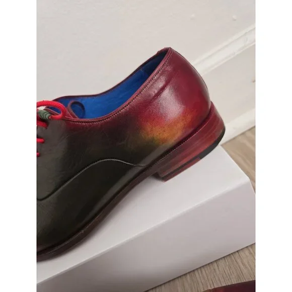 Paul Parkman Cap toe Multicolor Burnish Leather Oxford Dress Shoes 43 9.5 10 - Picture 5 of 12